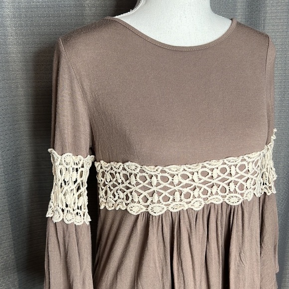 POMELO LARGE BROWN & CREAM LONG SLEEVED BLOUSE - Picture 2 of 6